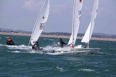Zac Hillier competing among Laser dinghies at the Laser Masters Worlds, Hayling Island